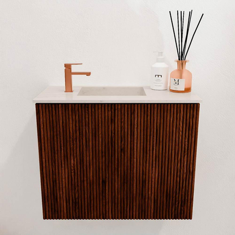 Mondiaz JOYA-DLUX 50cm toiletmeubel - kleur Ruby - Wastafel FAYE positie Links 1 kraangat kleur Meli. SW1425335