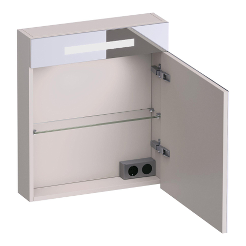 BRAUER Promise armoire de toilette - 60x70x15cm -- avec éclairage 1 porte miroir s'ouvrant vers la droite sable mat SW1203726
