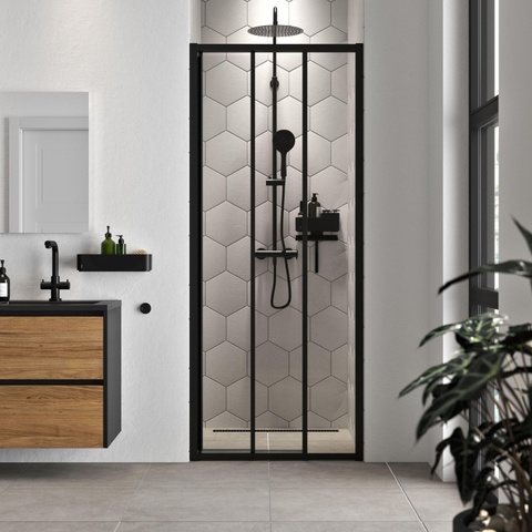 Sealskin Hooked porte de douche - 80x200cm - pour paroi latérale - porte coulissante - 3 éléments - noir mat SW1471979