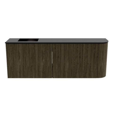 Mondiaz JOYA 111.6cm meuble de salle de bains - arrondi droit couleur Shadow - Vasque FAYE position Gauche Sans trou de robinet couleur Urban. SW1421531