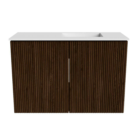 Mondiaz JOYA 60cm meuble de toilette - couleur Walnut - Vasque FAYE position Droite 1 trou de robinet couleur Talc. SW1421298