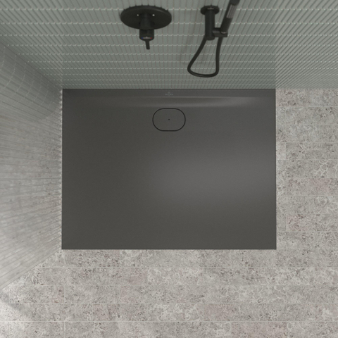 Villeroy & Boch Ecora douchebak - 120x90x3.5cm - afvoer lange zijde - anthracite (antraciet) SW1558991