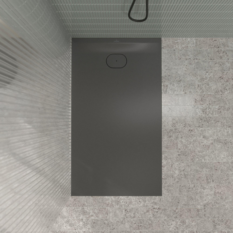 Villeroy & Boch Ecora douchebak - 140x80x3.5cm - afvoer korte zijde - anthracite (antraciet) SW1558863