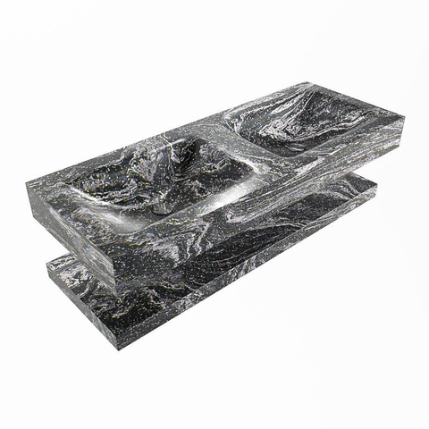 Mondiaz ALAN-DLUX Ensemble de meuble - 120cm - meuble Lava mat - 0 tiroirs - Lavabo Cloud Lava suspendu - vasque Gauche et droite - 0 trous de robinet SW809341