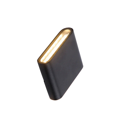 QAZQA Batt wandlamp - 11.5x9x3cm - incl. LED - IP65 - mat zwart SW1187212