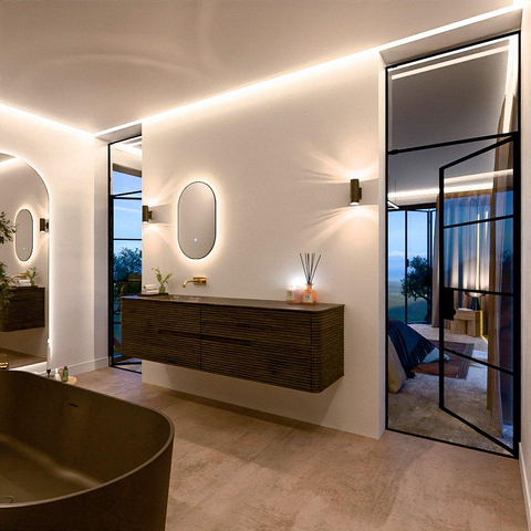 Mondiaz CIRO-DLUX Meuble de salle de bains - 190x45x50cm - lavabo Solid Surface Lava - 1 vasque à gauche - sans trous de robinet - 4 tiroirs - Shadow SW1532407