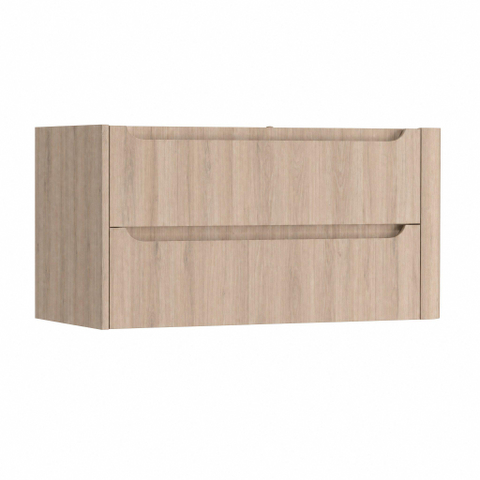 H&R Badmeubelen Juice Meuble sous lavabo - 100x45x50cm - angle droit arrondi - 2 tiroirs - poignée intégrée - chêne Rockford SW1489225
