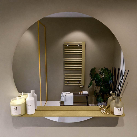Mondiaz SPOT spiegel – Ø90 cm – met planchet – Oro (zand) SW1235575