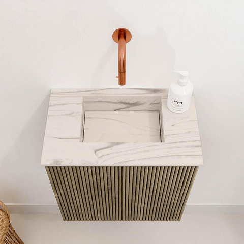 Mondiaz JOYA-DLUX Meuble de toilette 40cm - couleur Dusk - Vasque FAYE position Milieu Sans trou de robinet couleur Nata SW1425876