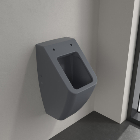 Villeroy & Boch venticello urinoir - met achterinlaat - met deksel - 28.5x54.5x31.5cm CeramicPlus - Graphite (mat grijs) SW453860