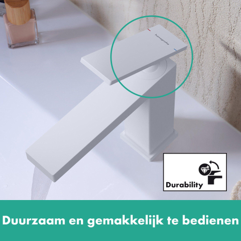 Hansgrohe Tecturis E Mitigeur lavabo - sans vidage - bec 14.4 cm - blanc mat SW918595