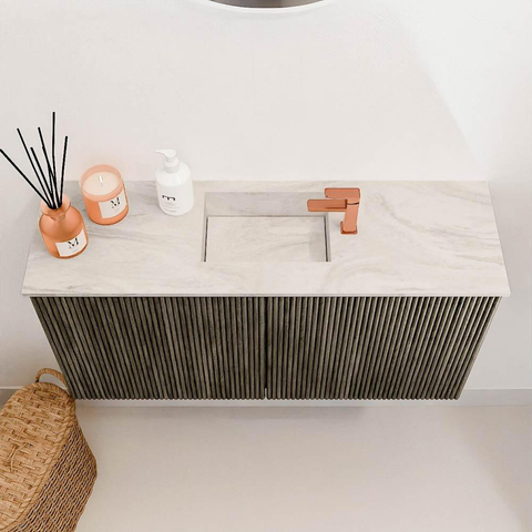 Mondiaz JOYA-DLUX 80cm meuble de salle de bains - couleur Shadow - Vasque FAYE position Milieu 1 trou de robinet couleur Ostra. SW1422998