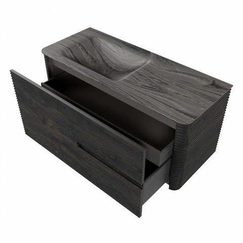 Mondiaz CIRO-DLUX Ensemble de meubles de salle de bains - 110x45x50cm - Plan-vasque solid surface Sombra - 1 lavabo à gauche - 1 trou de robinet - 2 tiroirs - Shadow SW1532745