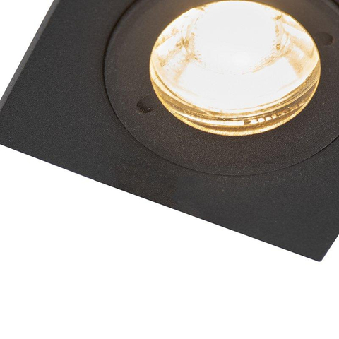 QAZQA Xena spot encastré - ensemble de 4 - 8x8cm - IP44 - carré - noir mat SW1210195