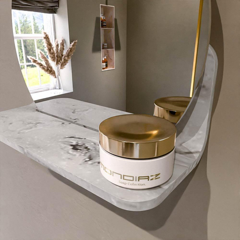Mondiaz SPOT miroir – Ø 30 cm – avec tablette – Glace (marbre gris) SW1235632