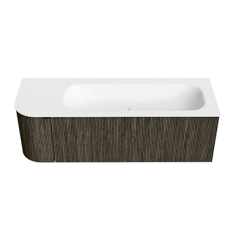 Mondiaz KURVE Ensemble de meubles de salle de bains - 135x46x40cm - 1 tiroir - 1 porte - lavabo solid surface - droit - sans trou de robinet - Shadow SW1414242
