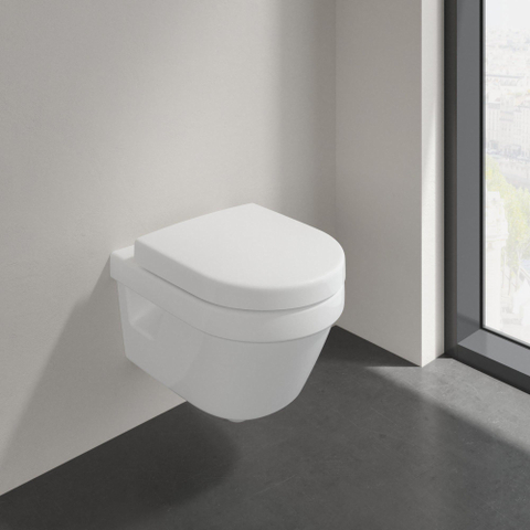 Villeroy & Boch Architectura Omnia Architectura - compact closetzitting - met deksel - met softclose en quick release - quickrelease - White Alpine (glans wit) 1024706