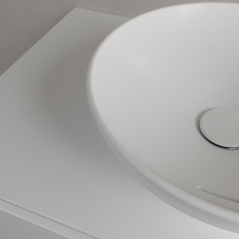Villeroy & Boch Loop & Friends opzetwastafel - 38x38cm - zonder kraangat - met overloop CeramicPlus - Stone White (mat wit) SW644102