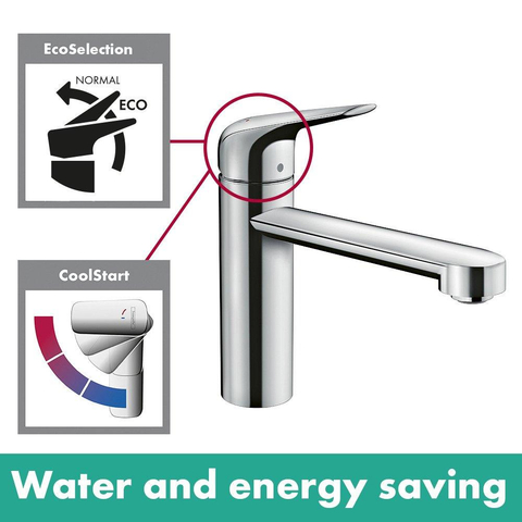 Hansgrohe Focus m42 1 greeps keukenmkr - 120 met coolstart en EcoClick - hoogglans chroom SW241701