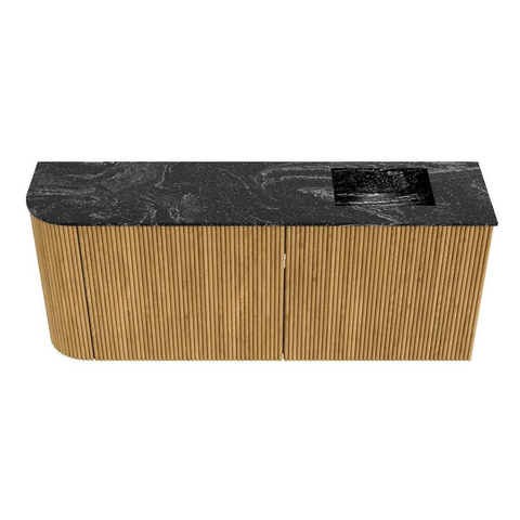 Mondiaz JOYA-DLUX 101.6cm meuble de salle de bains - arrondi gauche couleur Chêne - Vasque FAYE position Droite 1 trou de robinet couleur Lava. SW1422085