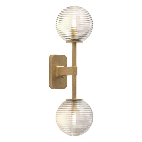 Astro Tacoma Twin Wandlamp/Plafondlamp - 230V - IP44 - bol - geribbeld - helder glas - messing (goud) SW1569669