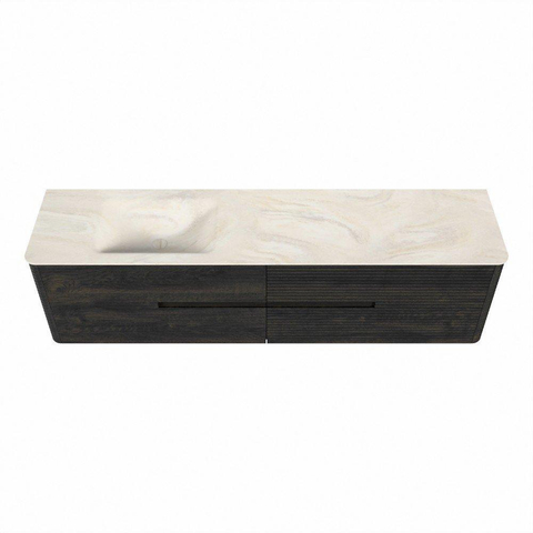 Mondiaz CIRO-DLUX Badkamermeubelset - 190x45x50cm - Solid surface wastafel Ostra - 1 wasbak Links - 1 kraangat - 4 lades - Shadow SW1532325