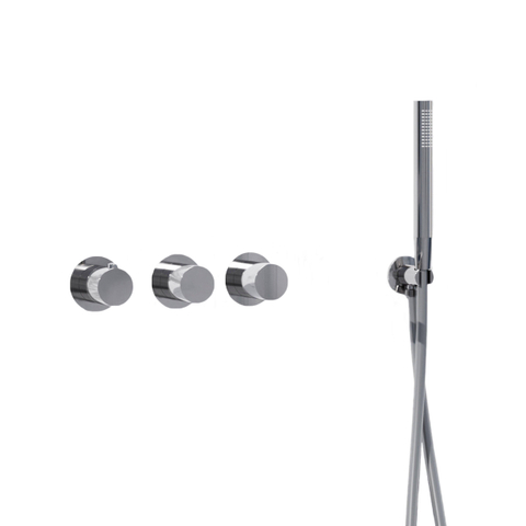 Fortifura Nebbio Badcombinatie-set - thermostaatkraan - wandaansluitbocht - met handdouchehouder - gladde doucheslang - staaf handdouche - badvulcombinatie - hoogglans chroom SW1238008
