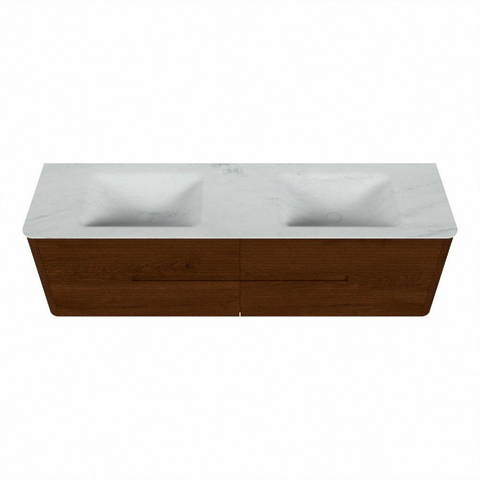 Mondiaz CIRO-DLUX Badkamermeubelset - 170x45x50cm - Solid surface wastafel Opalo - 2 wasbak Dubbel - zonder kraangaten - 4 lades - Ruby SW1531521
