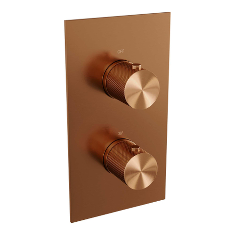 Ensemble de douche pluie encastré Brauer Copper Carving - douche principale 20cm - bras plafond 20cm - 2 fonctions - glijstang - incluant partie encastrable - douchette ronde 3 positions - PVD - cuivre brossé SW715763
