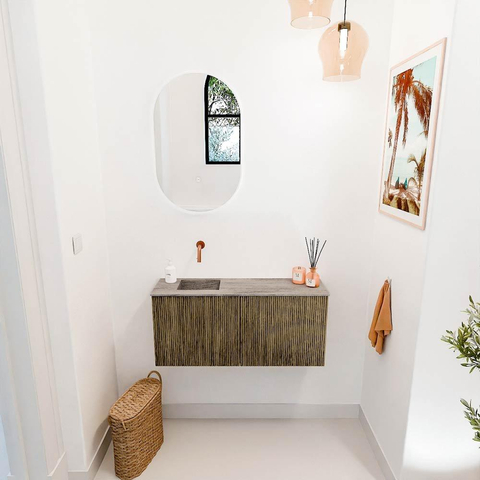 Mondiaz JOYA-DLUX 90cm toiletmeubel - kleur Dusk - Wastafel FAYE positie Links Zonder kraangat kleur Oza. SW1425986