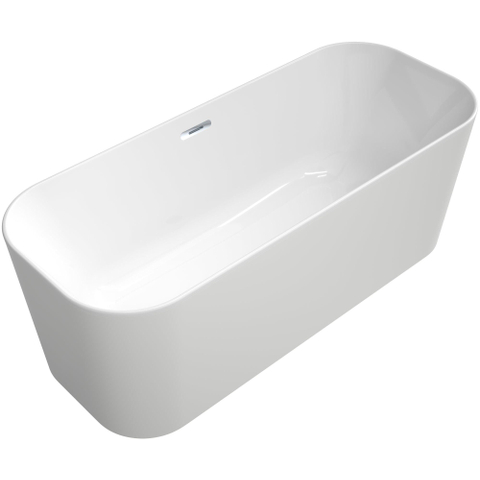 Villeroy & Boch finion kunststof - vrijstaand duobad quaryl ovaal - 170x70x48cm - inclusief push to open afvoerplug + overloop chroom/wit - wit chroom SW106598