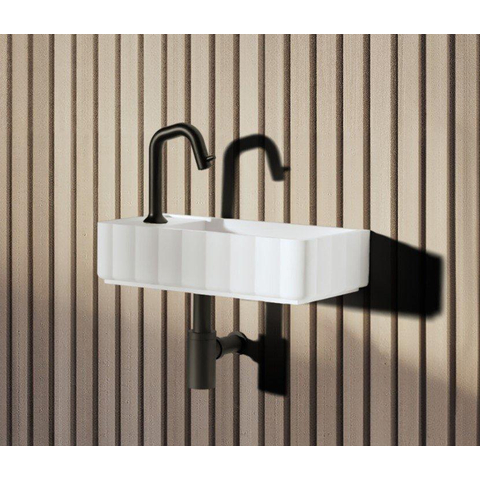 Riho Catching waves Tiny Wash Lave-mains - 1 trou de robinet gauche - vasque à poser droite - mat blanc SW1185424
