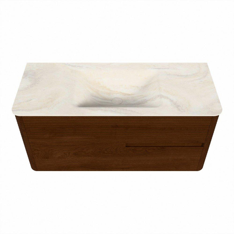 Mondiaz CIRO-DLUX Ensemble meuble de salle de bains - 110x45x50cm - Vasque solid surface Ostra - 1 lavabo au milieu - 1 trou de robinet - 2 tiroirs - Ruby SW1531832