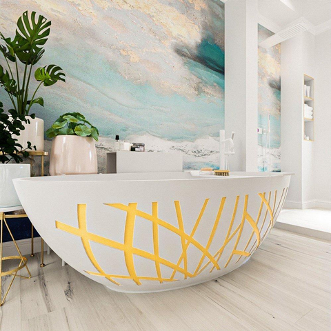 MONDIAZ HOLM DESIGN Baignoire autoportante - 180x85cm - Ocher / Talc SW1172799