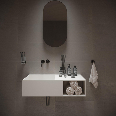 Ideavit Solidplan Lavabo 80x41x20cm rectangulaire 0 trous de robinet 1 vasque Solid surface blanc SW85943