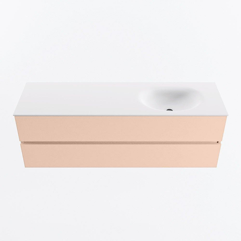 MONDIAZ VICA Ensemble meuble de salle de bains - 150cm - meuble bas rosee - 2 tiroirs - lavabo moon à droite - 1 trou de robinet - version haute 60cm - talc SW1080372