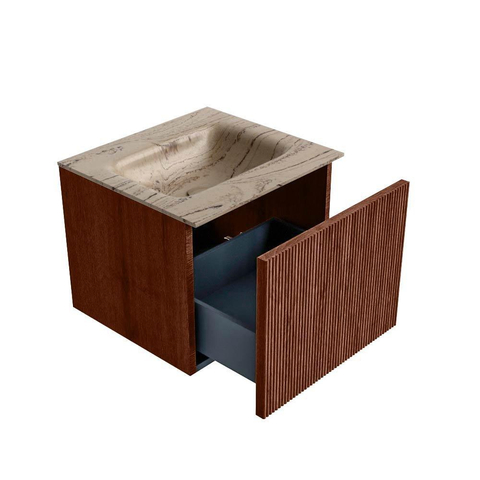 MONDIAZ KURVE-DLUX 50cm badmeubel kleur Ruby met 1 lade en 0 deuren. Wastafel GRUNNE Midden 1 kraangat Arena. SW1431453