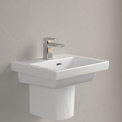 Villeroy & Boch Subway 3.0 fontein - 45x37cm - met kraangat - met overloop - White Alpine (glans wit) SW654433