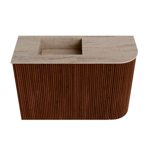 Mondiaz JOYA-DLUX 61.6cm toiletmeubel - ronding rechts kleur Ruby - Wastafel FAYE positie Links 1 kraangat kleur Saba. SW1425607