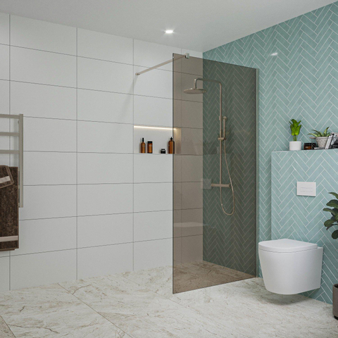 Fortifura Galeria inloopdouche - 100x200cm - rookglas - wandarm - PVD - geborsteld RVS SW876903
