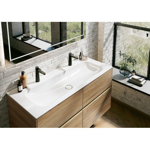 Villeroy & Boch finion meubelwastafel - met 2 kraangaten - 120x50cm CeramicPlus - zonder overloop - White Alpine (glans wit) SW106532