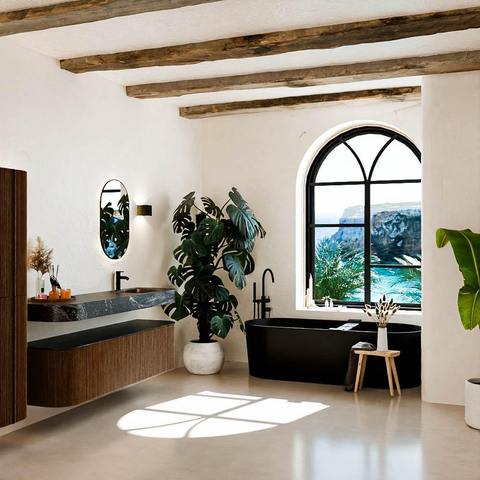 MONDIAZ THOR-DLUX 170cm badmeubel ronding links + rechts kleur Walnut met 1 lade en 2 deuren. Vrijhangende wastafel CLOUD Rechts 1 kraangat kleur Lava. SW1465599
