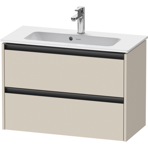 Duravit Ketho.2 Wastafelonderbouwkast - met 2 laden - 81x39x54.9cm - met grepen antraciet - taupe supermat SW772071