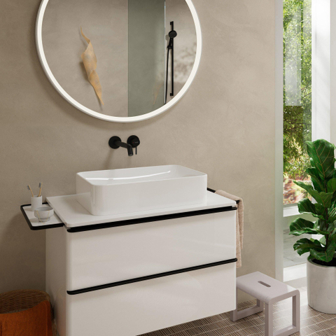 Hansgrohe Tecturis S Mitigeur lavabo encastré - mitigeur - rond - monocommande - bec 22.5 cm - noir mat SW918569