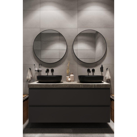 Haceka Deco spiegel – rond Ø80 cm – smalle omlijsting – Zwart mat SW1102381