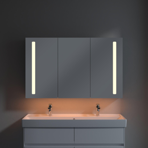 Villeroy & Boch my view 14 My View spiegelkast - met 2 deuren - met geïntegreerde LED verlichting verticaal - 120x75x17.3cm - zilver 1024982