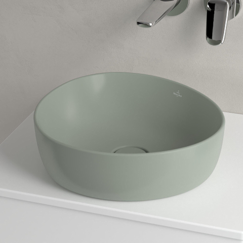 Villeroy & Boch Antao opzetwastafel - 40x39.5cm - zonder kraangat - zonder overloop CeramicPlus - Morning Green (mat groen) SW917946