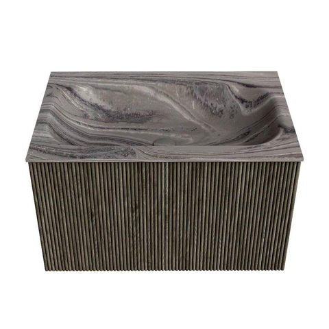 MONDIAZ KURVE-DLUX Meuble de salle de bains 70cm couleur Shadow avec 1 tiroir et 0 portes. Lavabo BIG SMALL Central sans trou de robinetterie Sombra. SW1433737