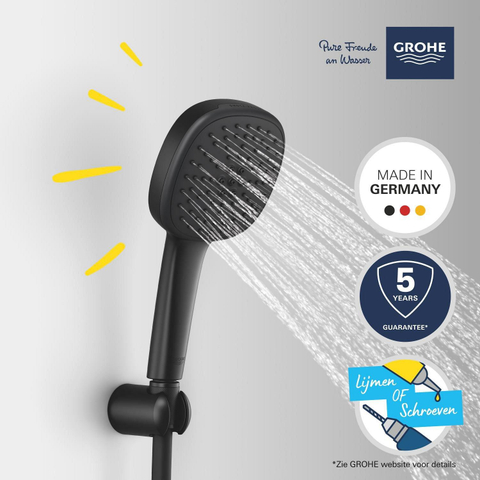 Grohe Vitalio Comfort QuickFix Handdoucheset - diameter 11cm - 2 straalsoorten - 7.4l/min - met slang - 175cm - matte black (mat zwart) SW1126812