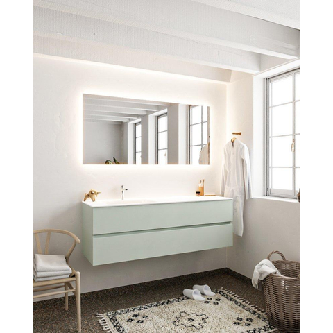 MONDIAZ VICA Ensemble de meuble salle de bain - 150cm - 2 tiroirs - lavabo Cloud gauche - 1 trou de robinet - solid surface gris SW410785
